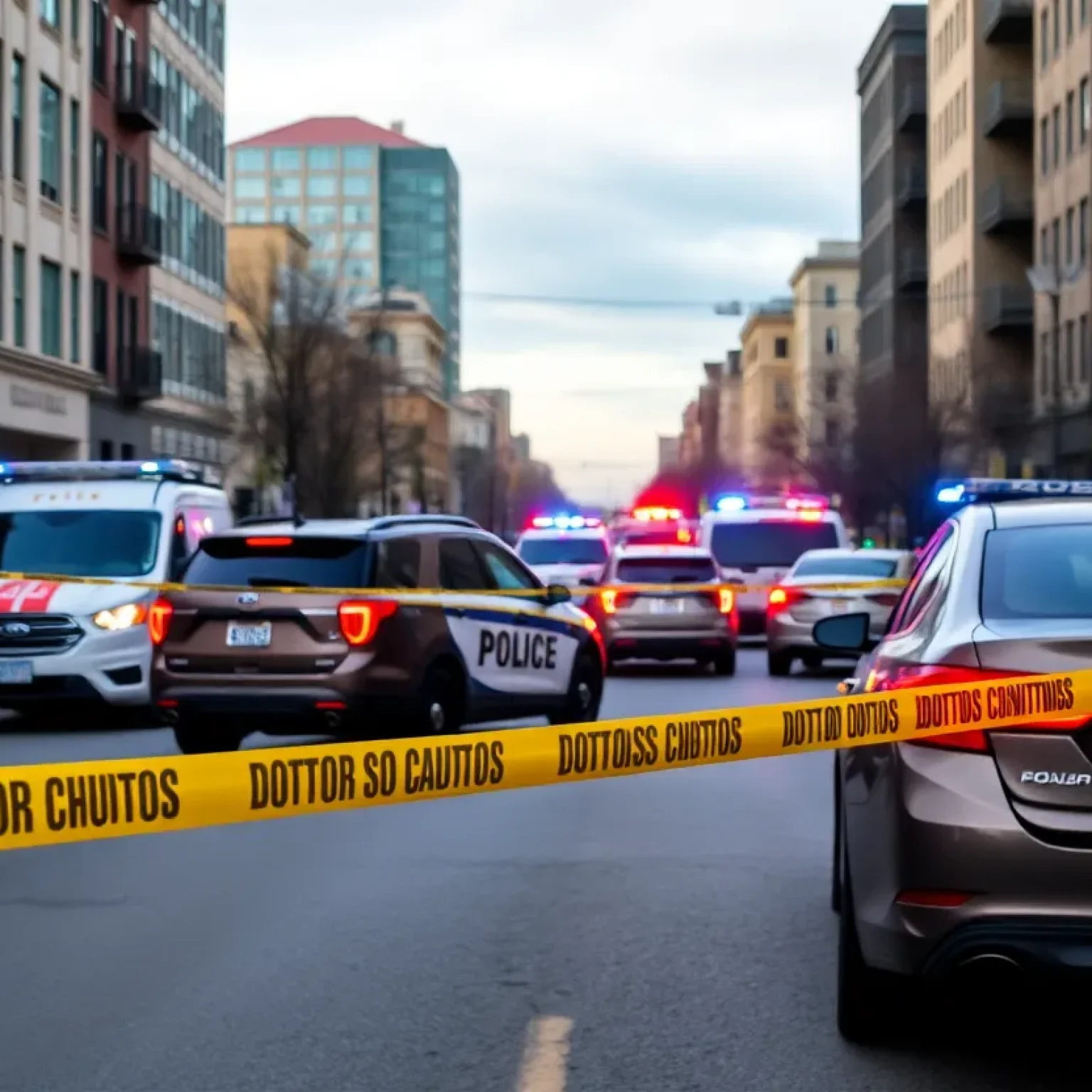 Police investigation scene after a shooting in Florence, South Carolina