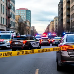 Police investigation scene after a shooting in Florence, South Carolina