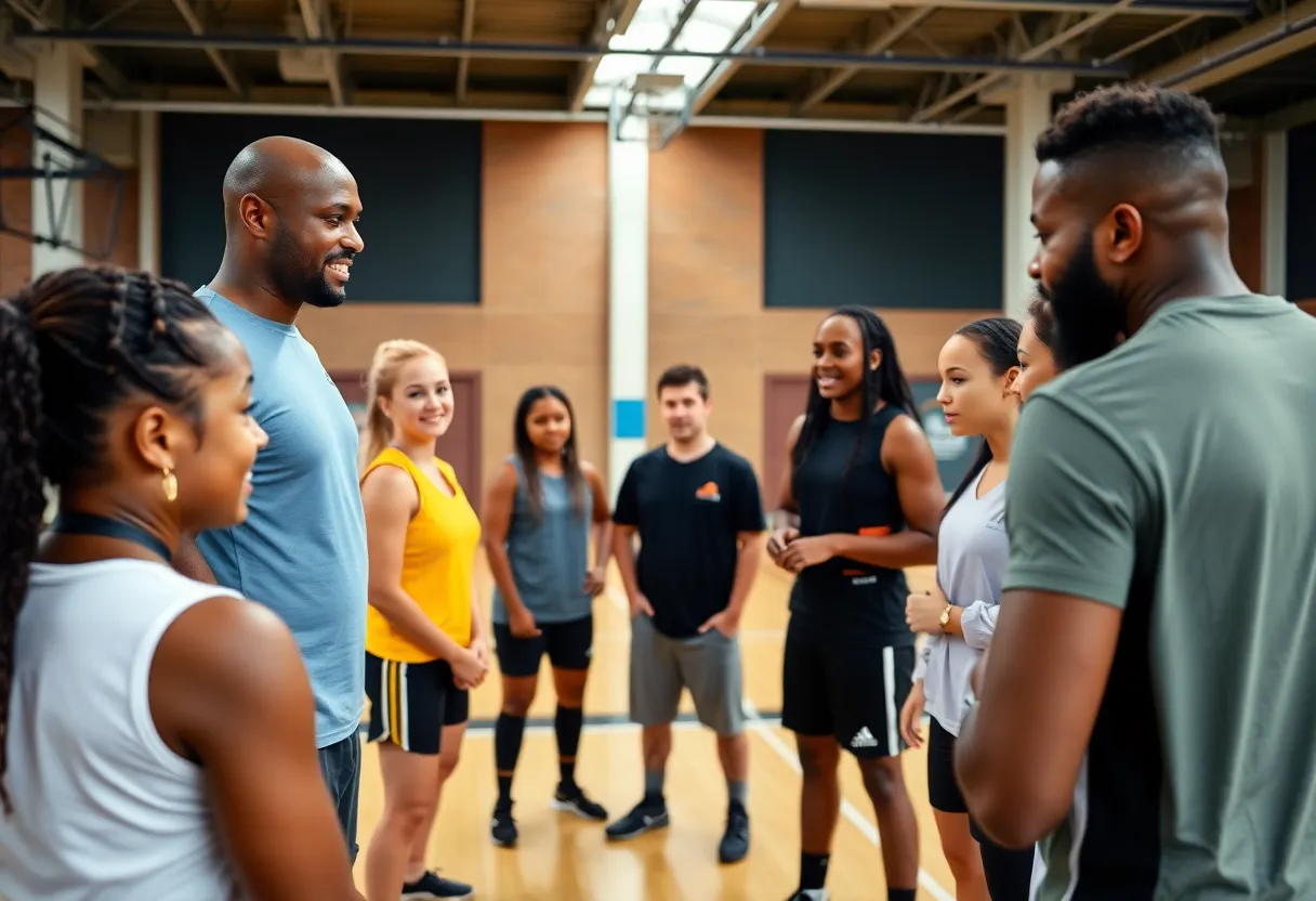 Strength and conditioning staff training student-athletes