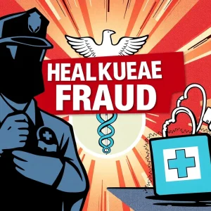 An illustration depicting the crackdown on healthcare fraud.