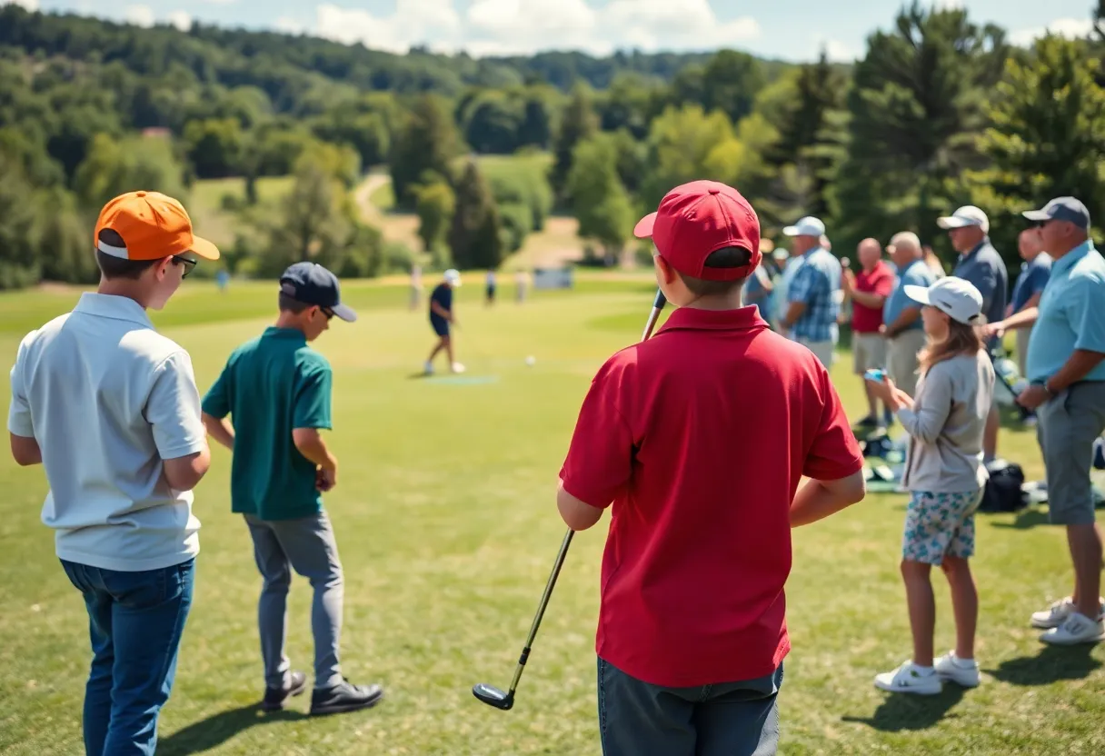 Young golfers on the course during the Grant Bennett Florence Junior Invitational