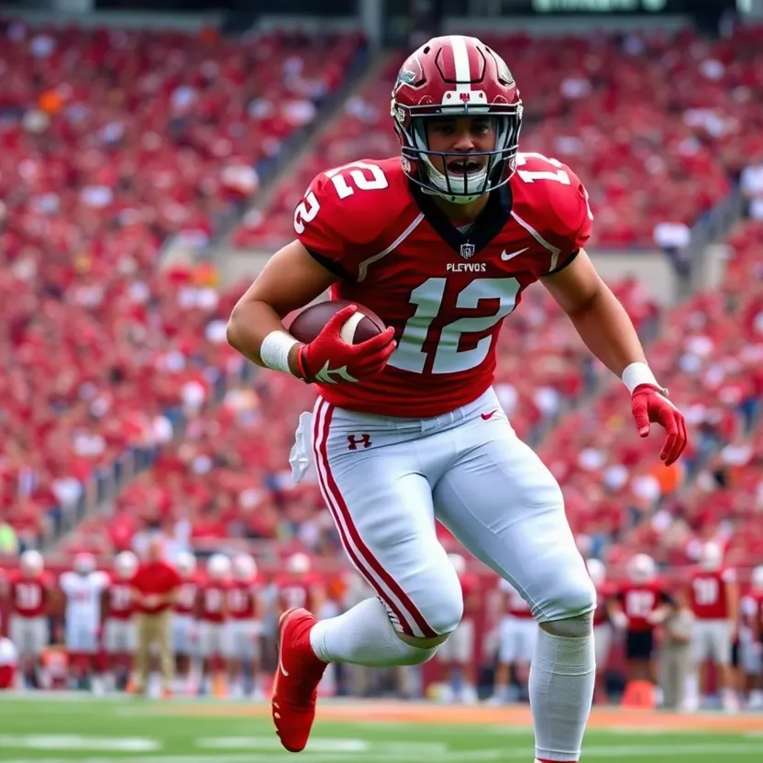 College football player showcasing skill during a game