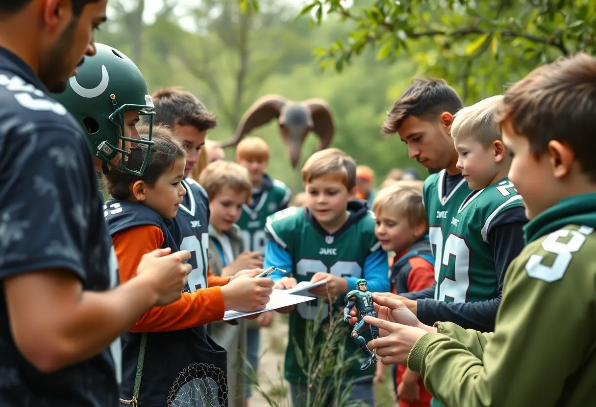 LaNorris Sellers engaging with young fans at a wildlife park