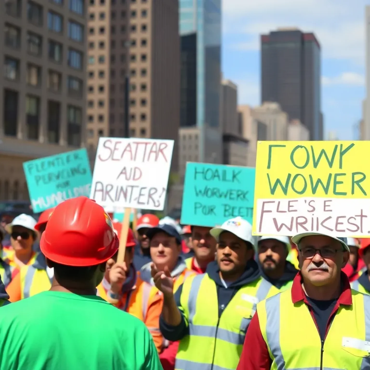 City workers protesting for better pay and conditions in Philadelphia.
