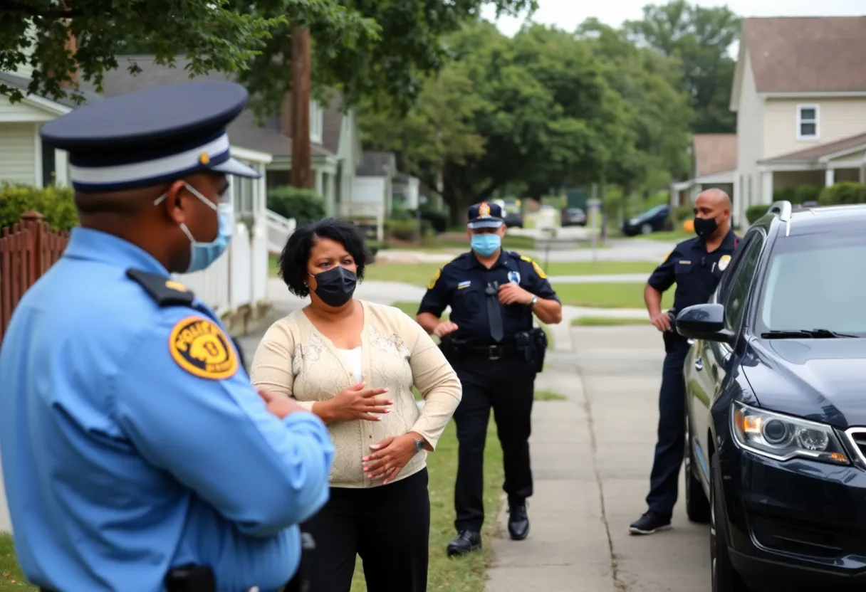 Police officers investigating a robbery scene in Florence, SC