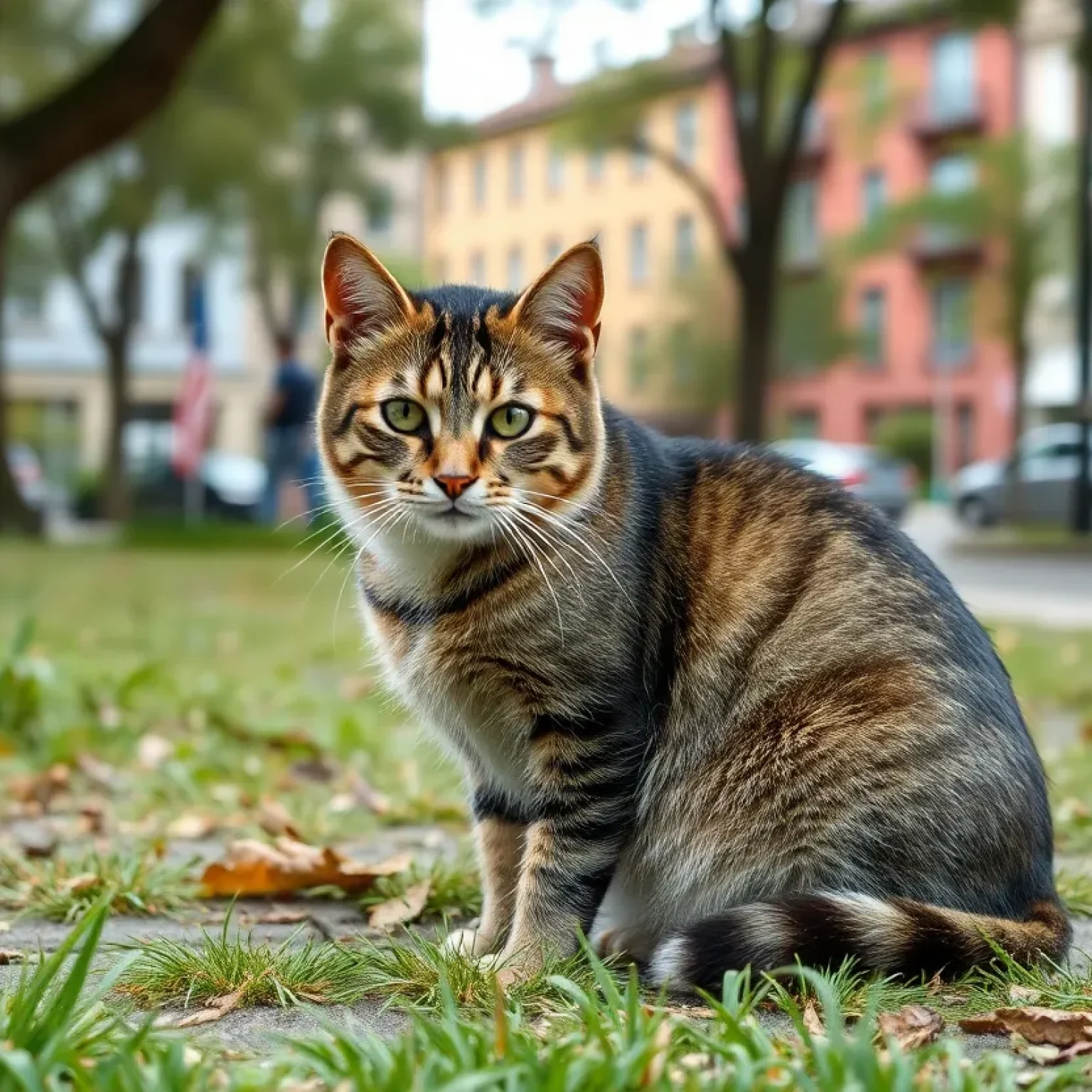 A feral cat resting in a community park in Florence