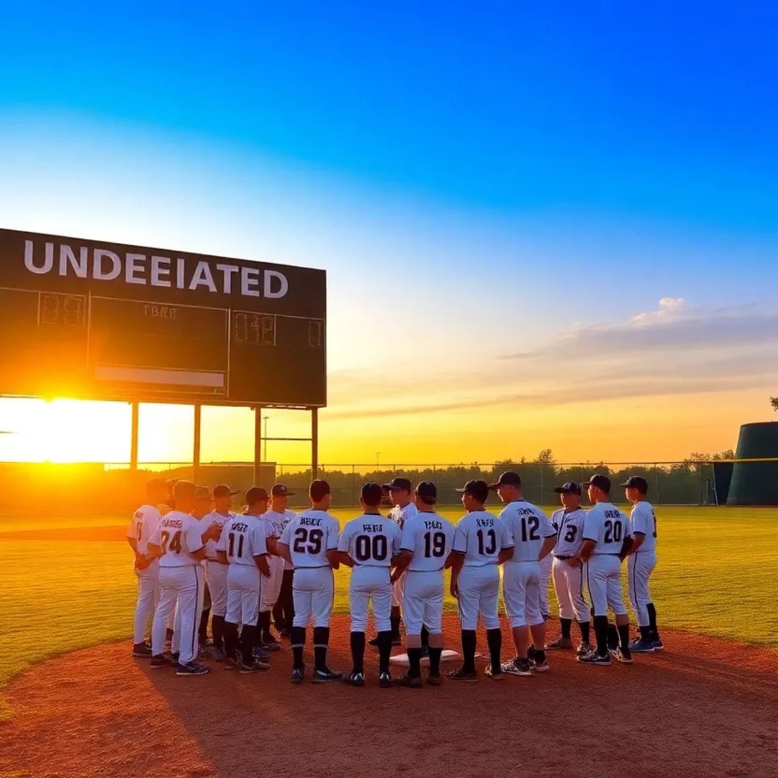Baseball team celebrating an undefeated season