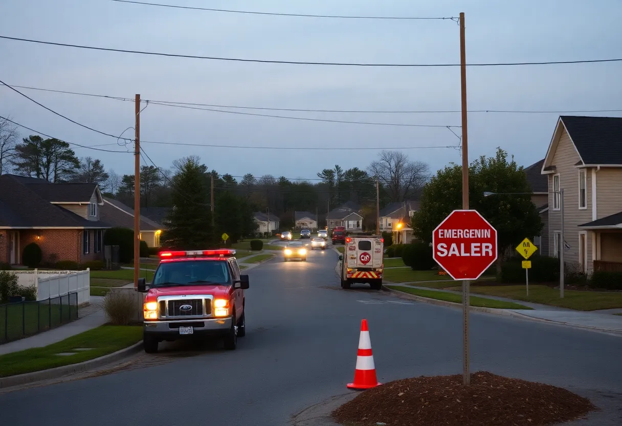 Water service interruption road work in Florence, S.C.