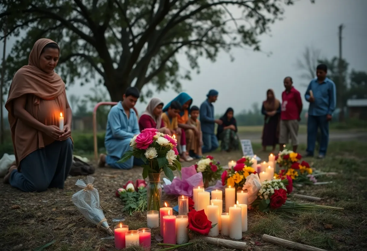 Memorial with flowers and candles for a shooting victim