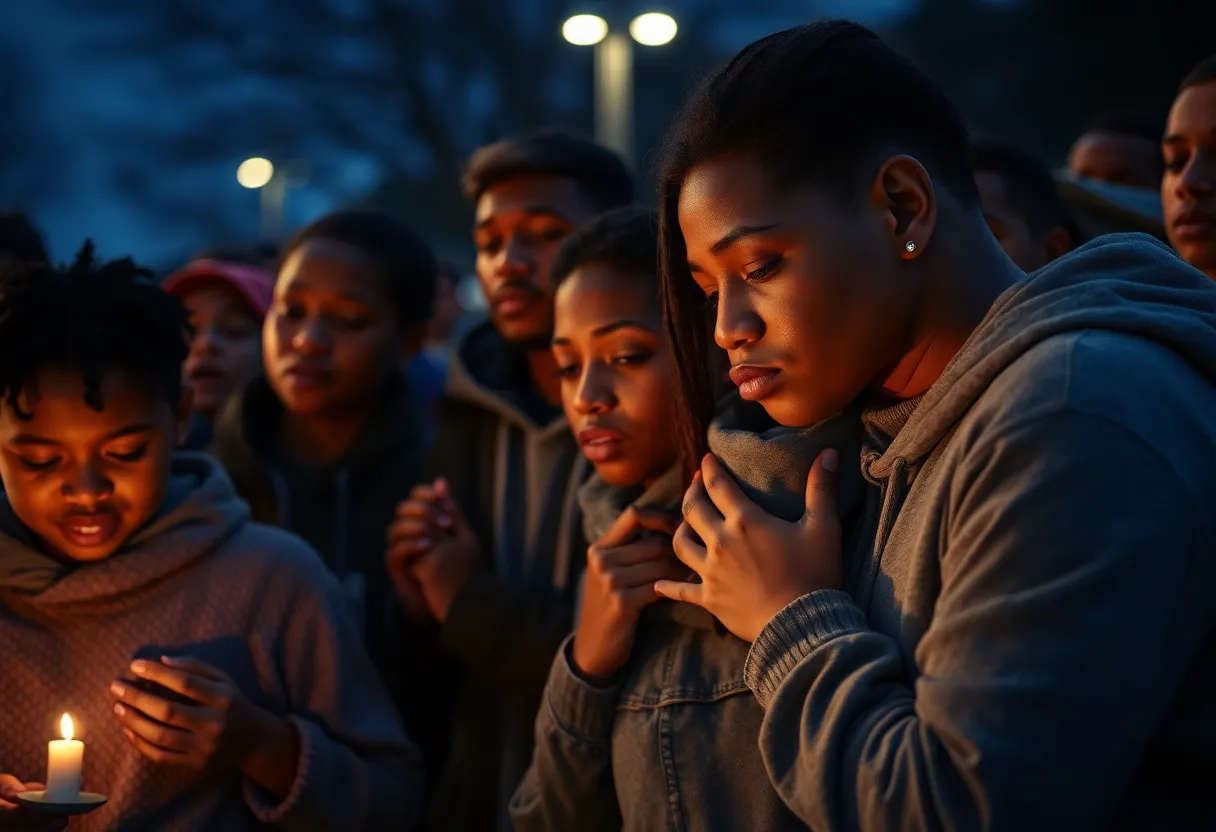 Community members coming together in solidarity after a tragic youth shooting.