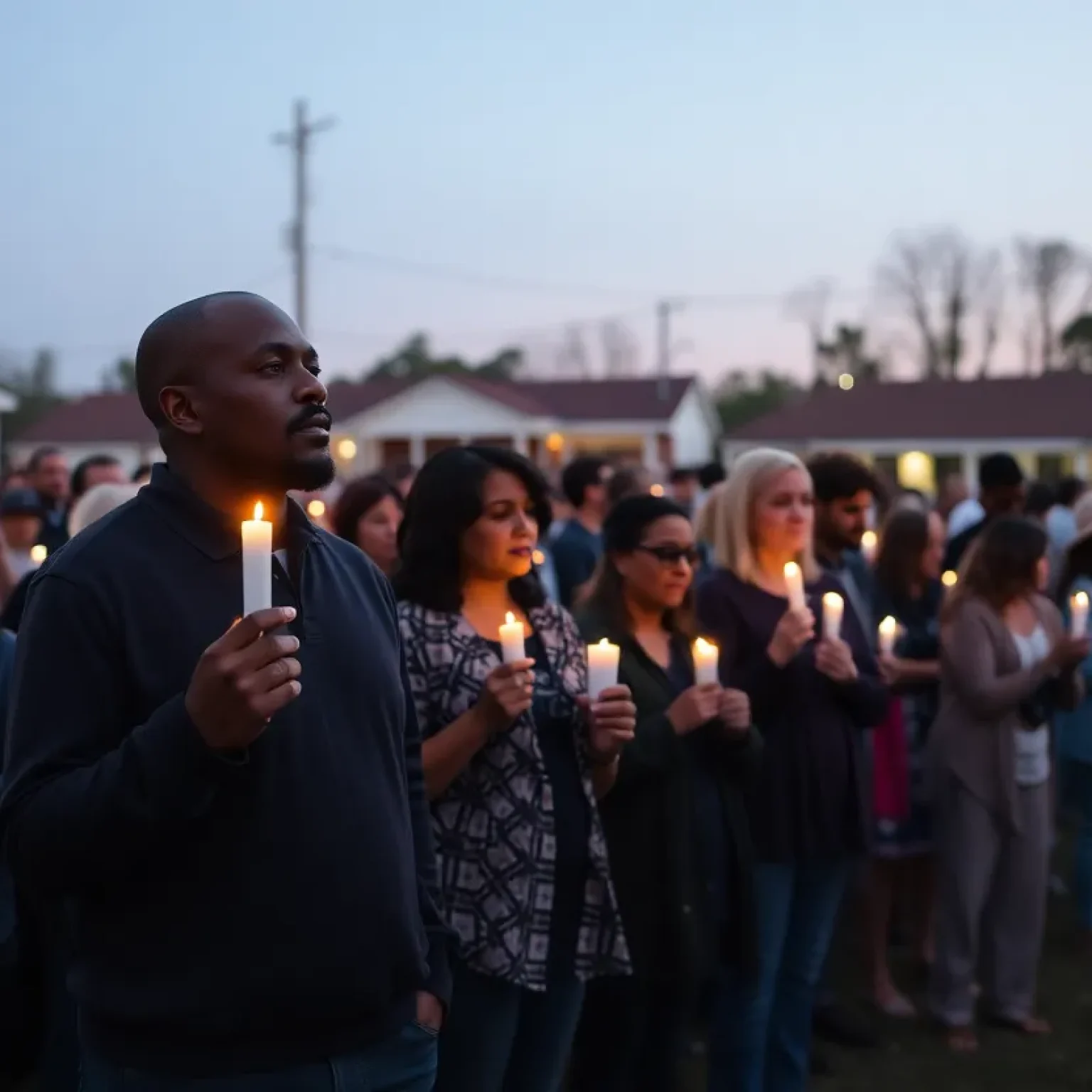 Community members gather for a vigil honoring Trey Wright