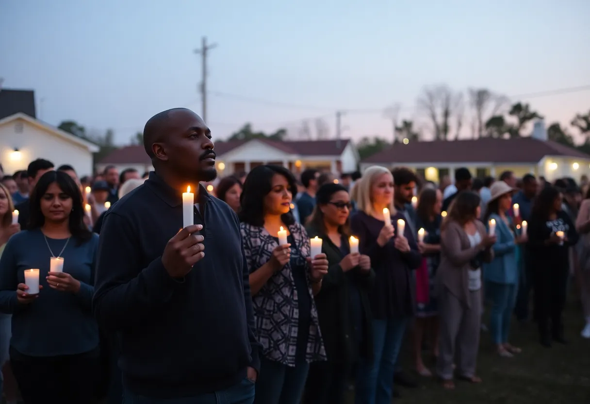 Community members gather for a vigil honoring Trey Wright