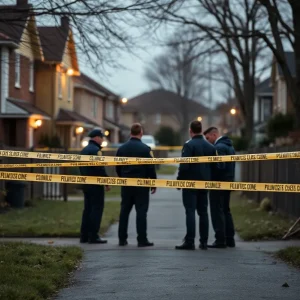 Police officers investigating a crime scene in Johnsonville, S.C.