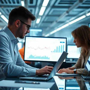 Digital marketing team engaged in data analysis