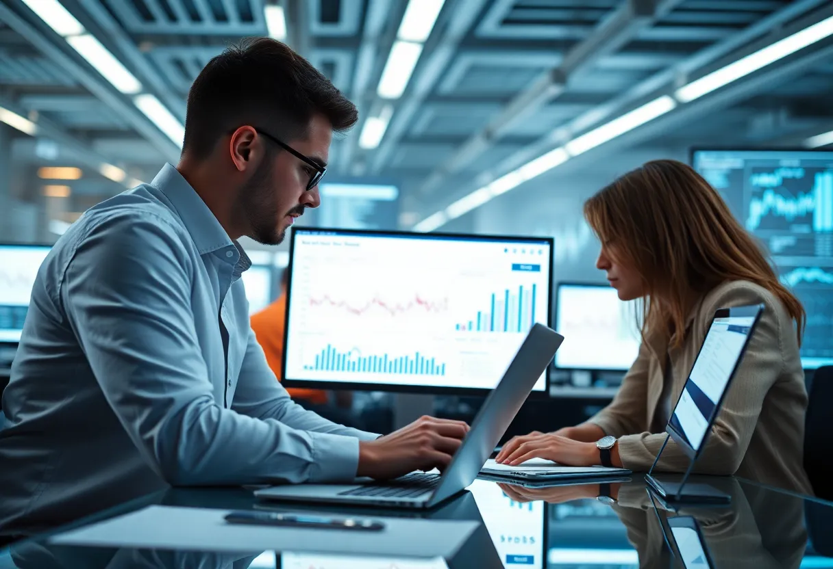 Digital marketing team engaged in data analysis