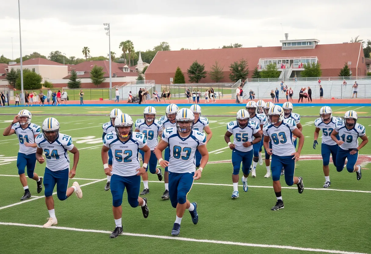 Florence Christian Eagles football team practicing