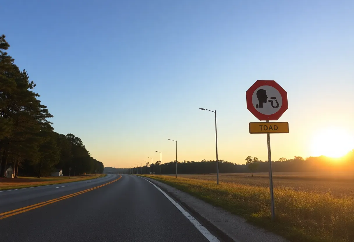 Quiet road in Florence County surrounded by nature