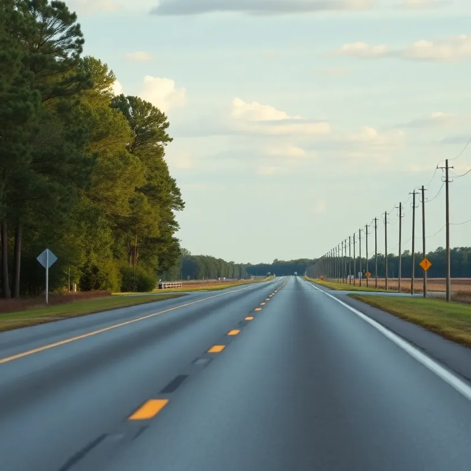 A peaceful road in Florence County, South Carolina, symbolizing safety and community support.
