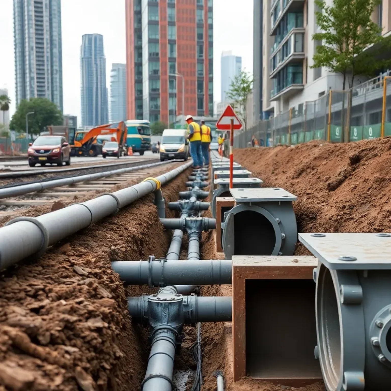 Construction of stormwater infrastructure in Florence
