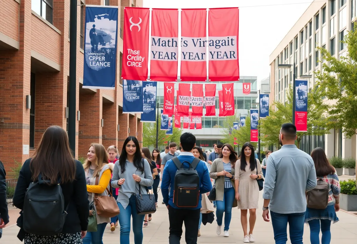 Students and faculty celebrating the start of the academic year at Francis Marion University.