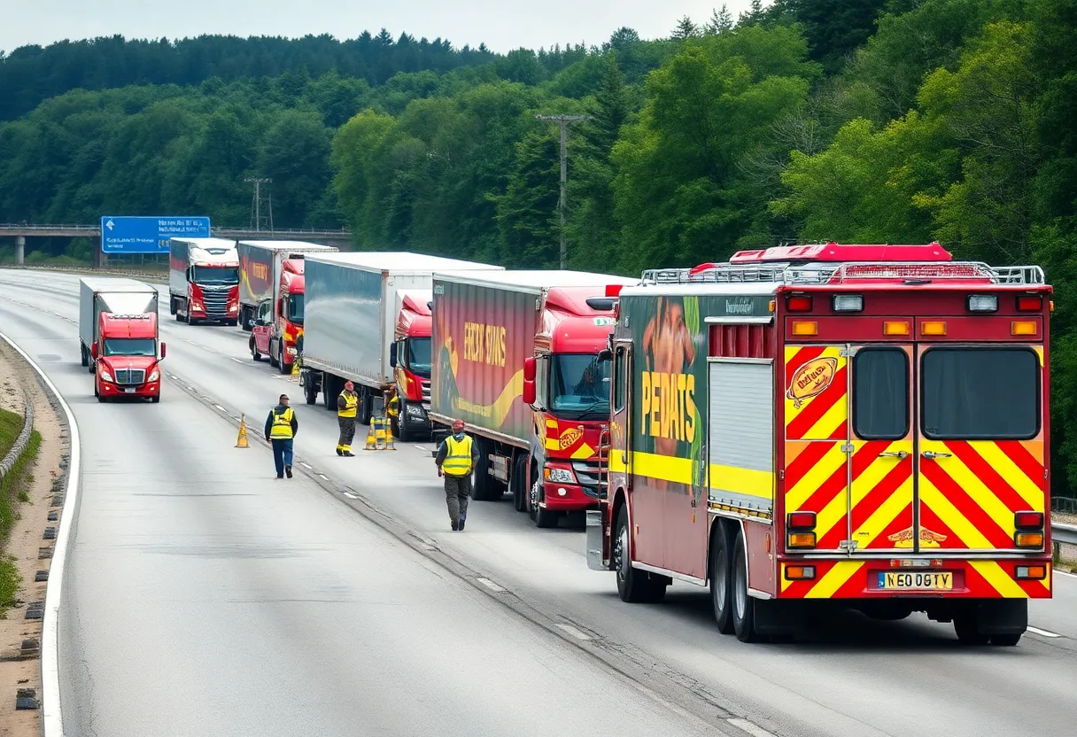Emergency crews responding to a major accident on Interstate 95 South.
