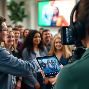 A marketing expert engaging an audience through interactive live streaming