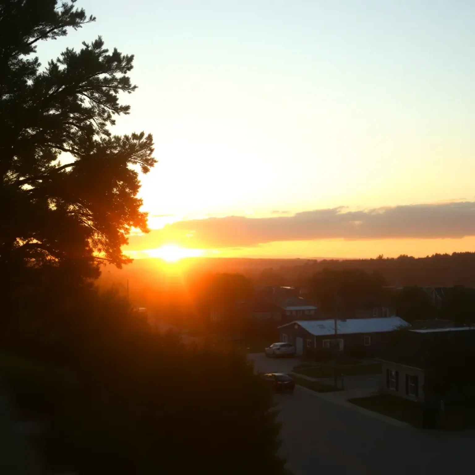 Peaceful sunrise over a small town in South Carolina