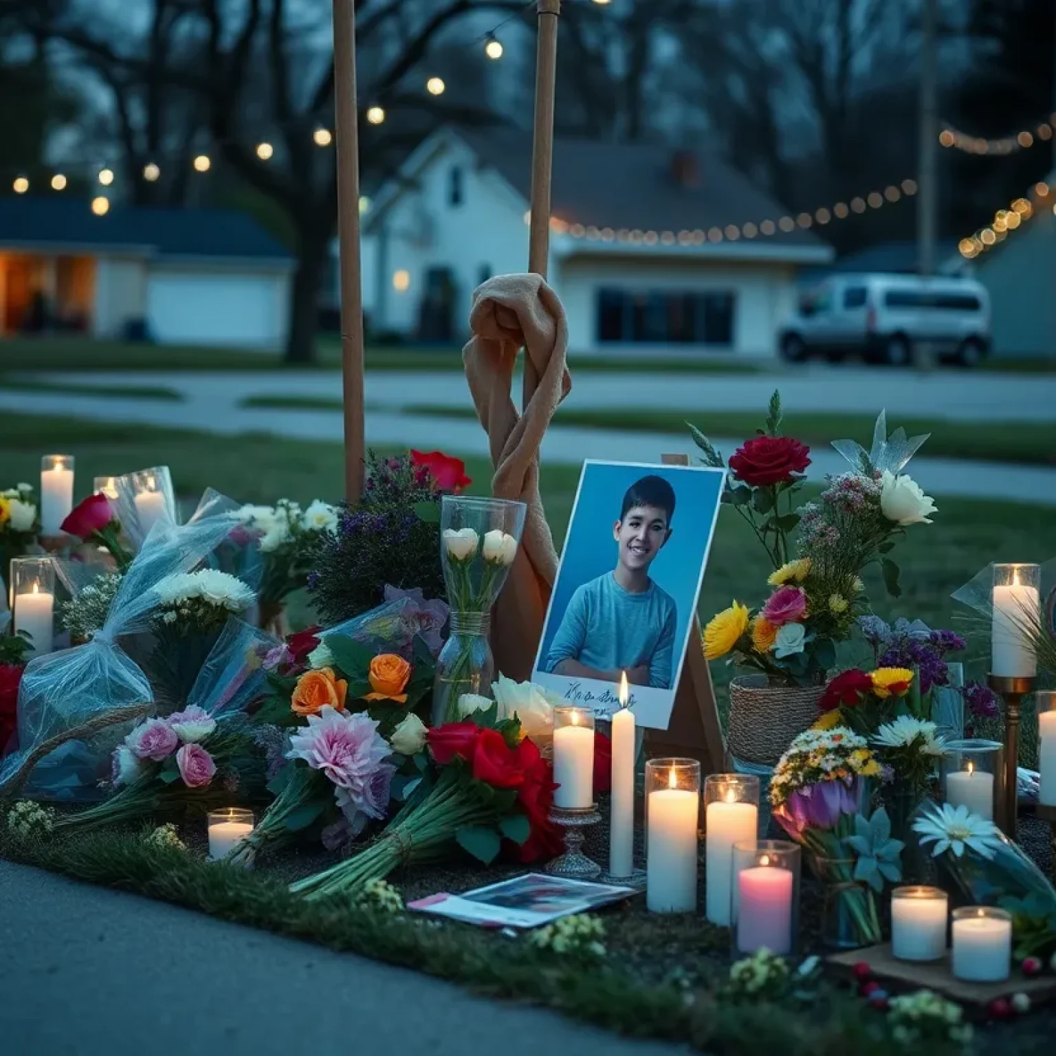 Community memorial for a young victim