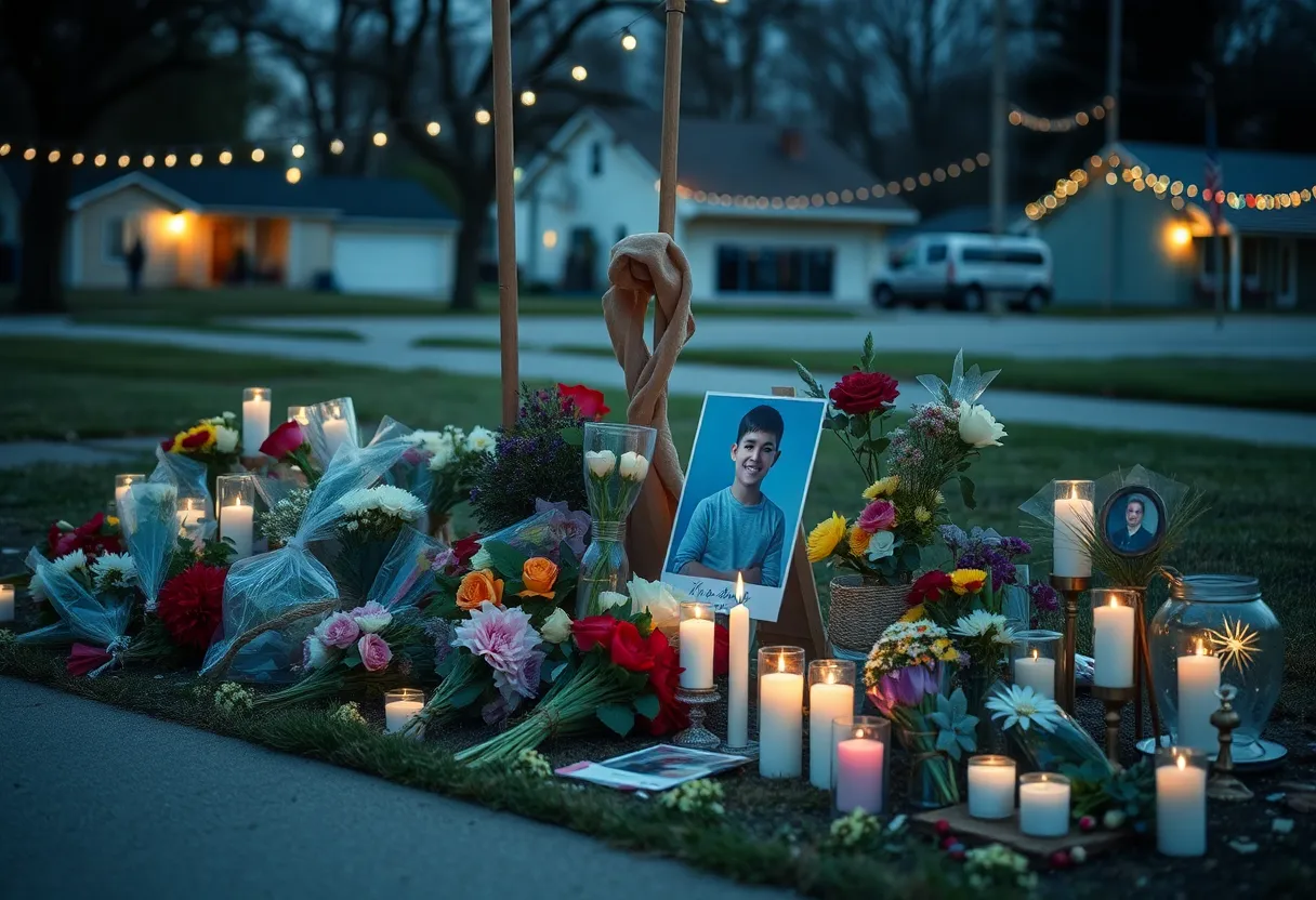 Community memorial for a young victim