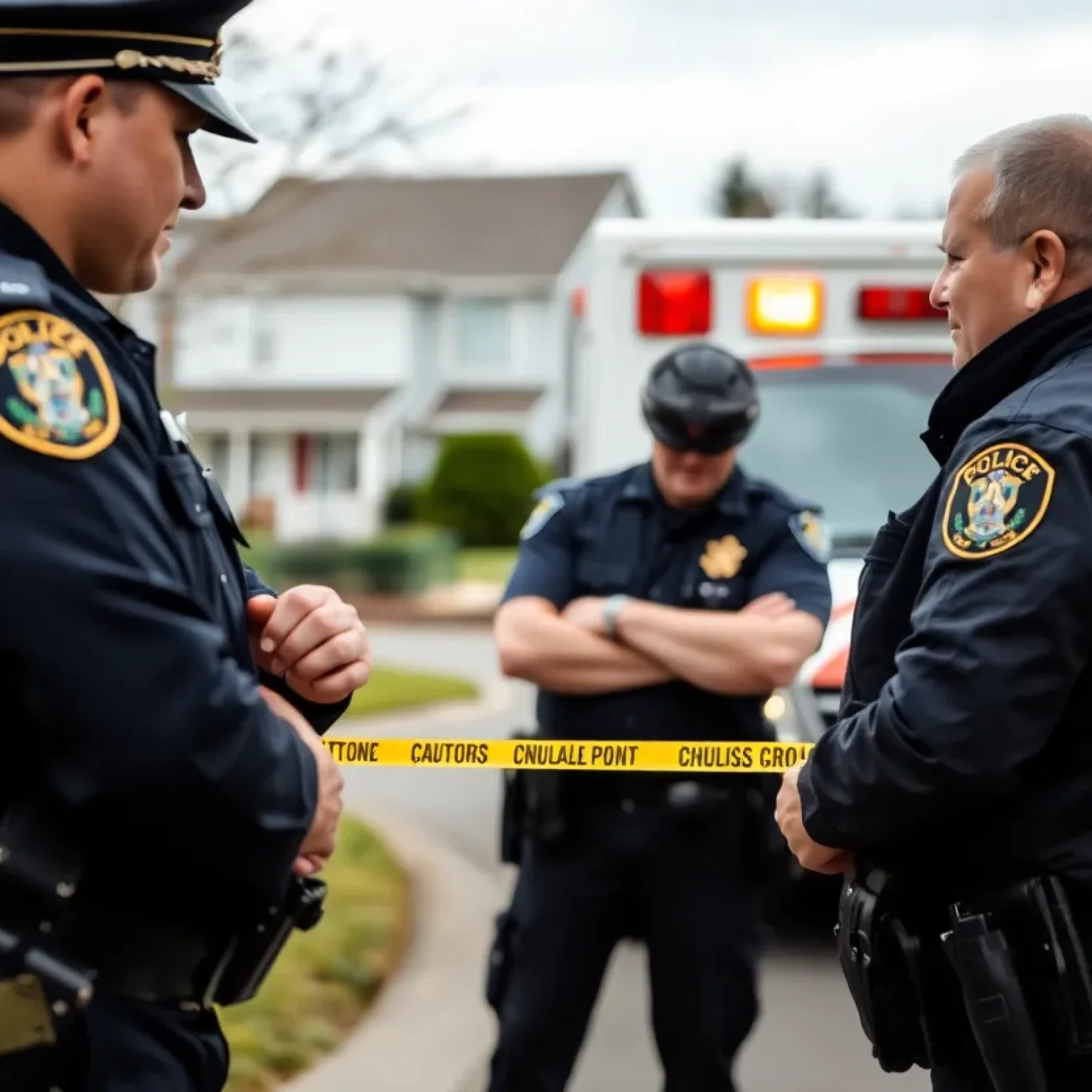 Police making an arrest in a neighborhood