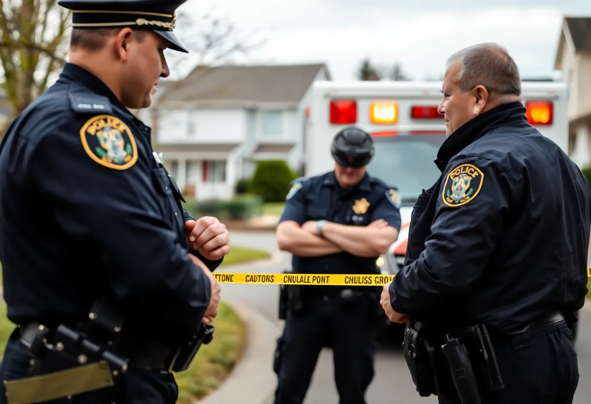 Police making an arrest in a neighborhood