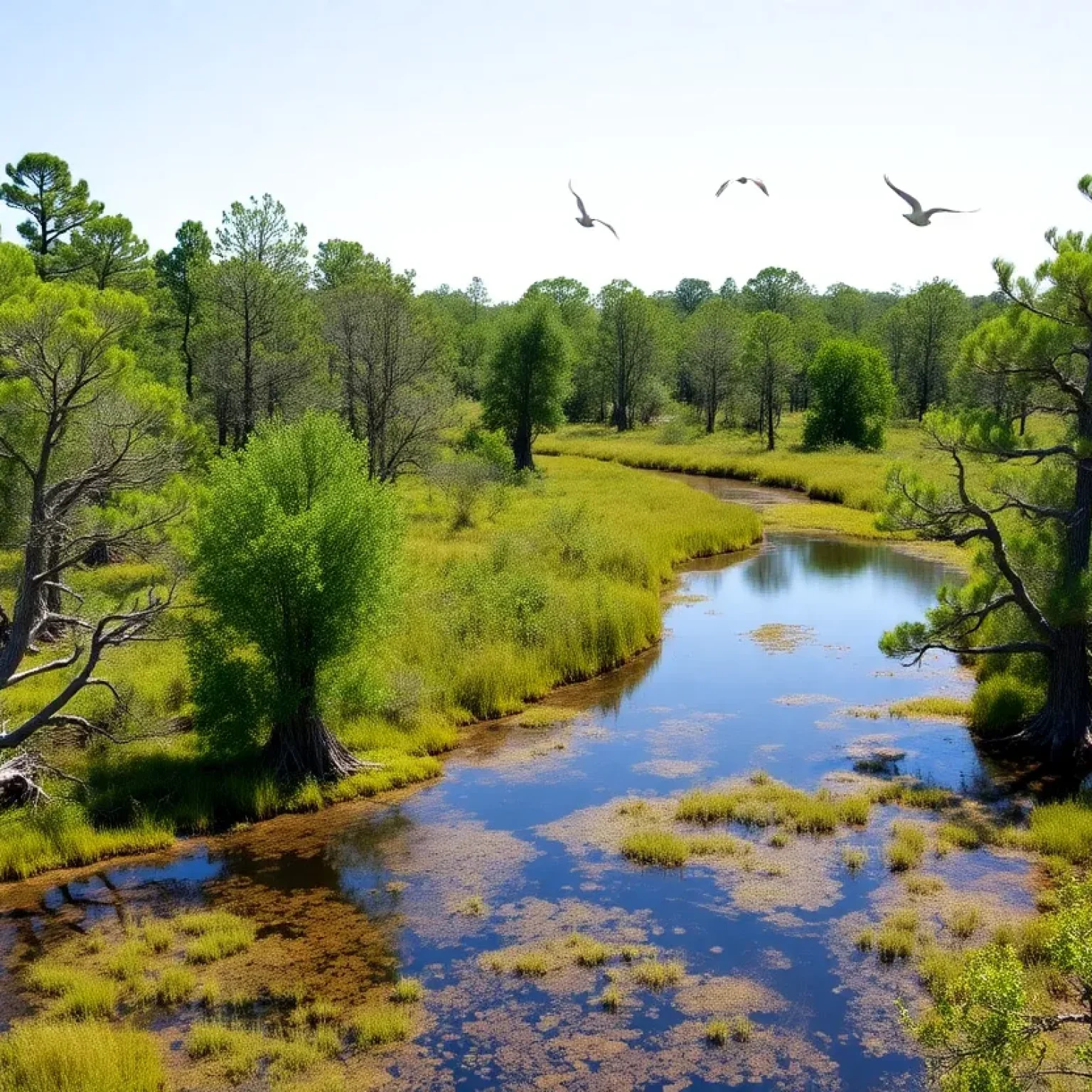 Diverse ecosystems of public lands in the Southeast United States with cypress swamps and vibrant nature.