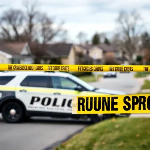 Police vehicle and crime scene tape in Florence area