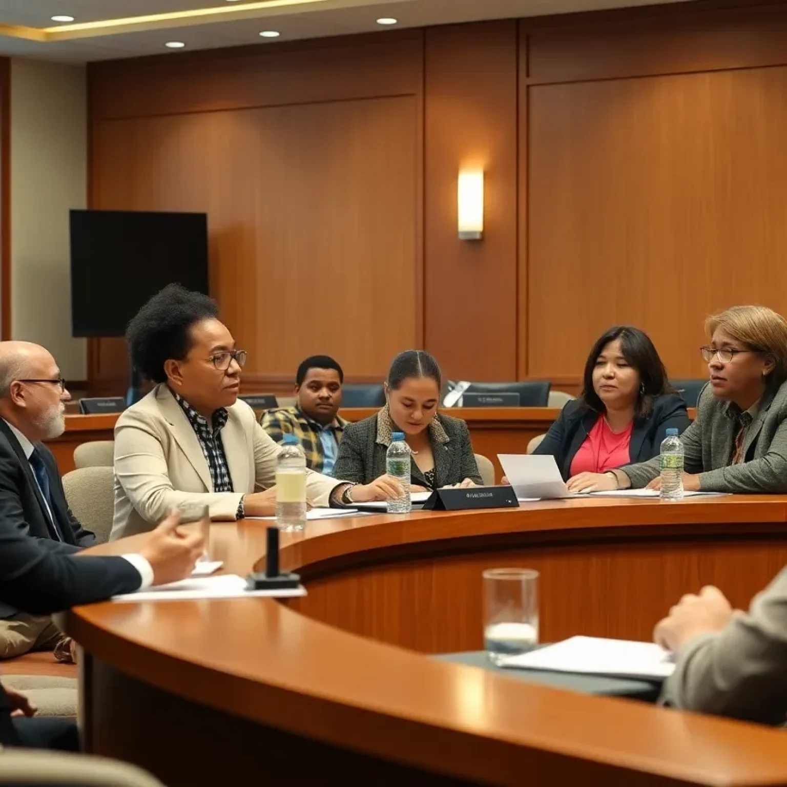 City council meeting discussing affordable housing