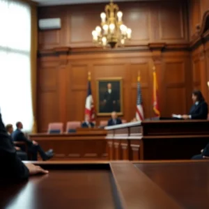Courtroom scene during Derrick Brunson's trial