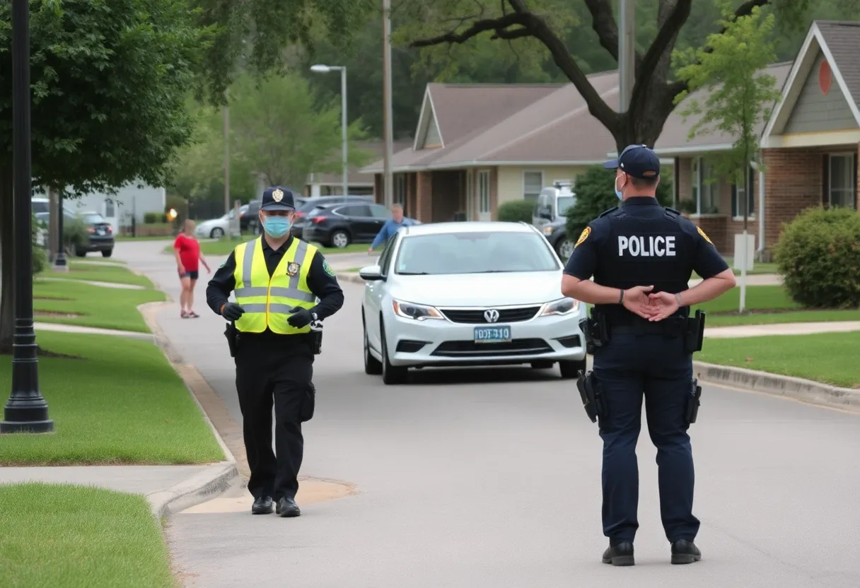 Police vehicles in Florence County during community safety measures