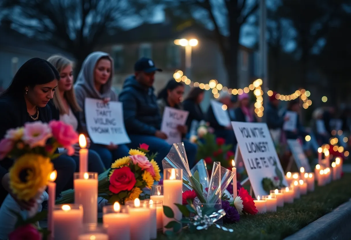 Vigil with candles and flowers for victims of gun violence in Florence County.