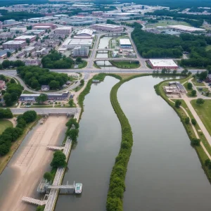 Aerial view of Florence SC showing urban infrastructure and green spaces