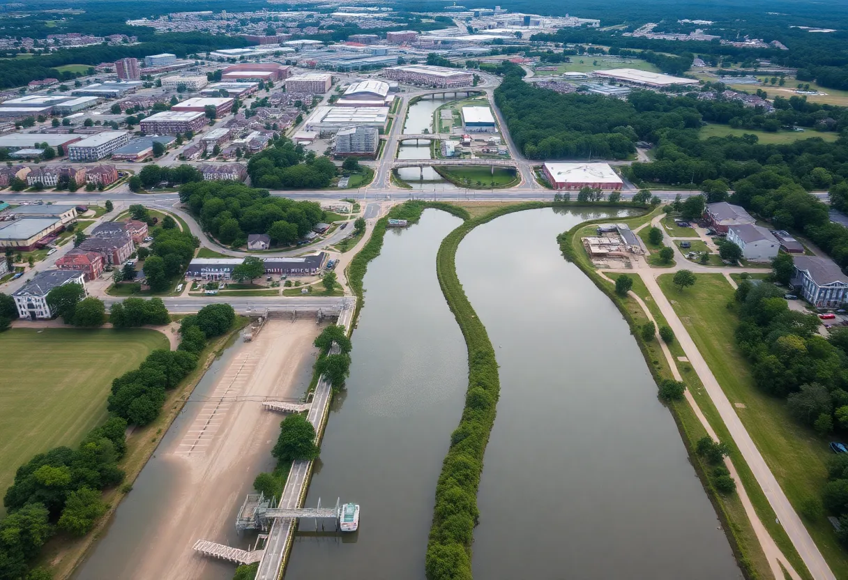 Aerial view of Florence SC showing urban infrastructure and green spaces