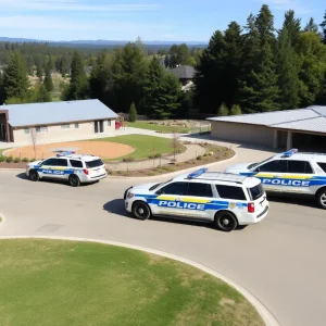 Law enforcement vehicles at a recreation complex in Florence