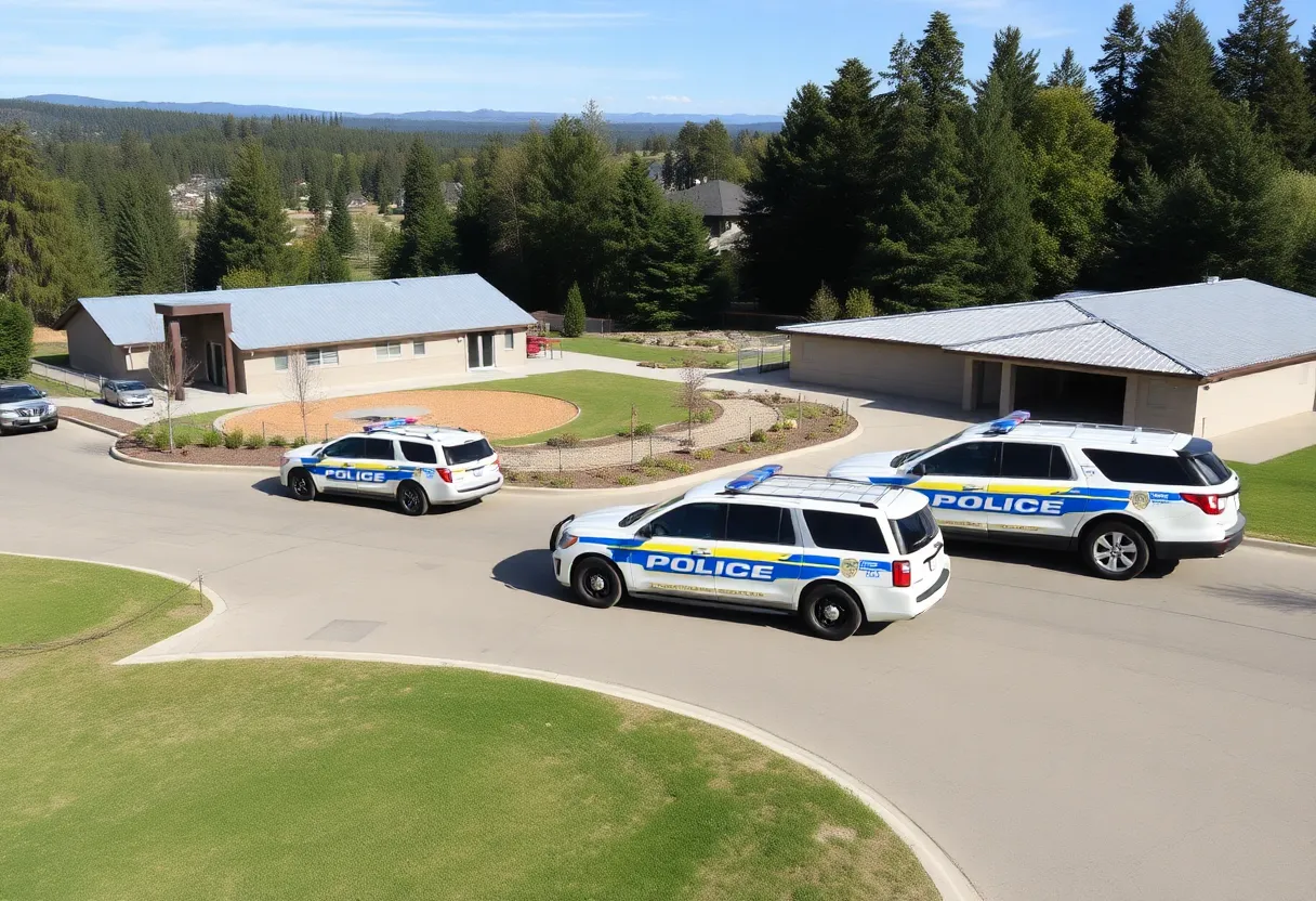Law enforcement vehicles at a recreation complex in Florence