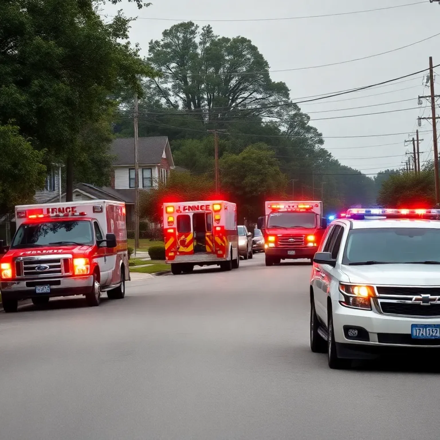 Emergency response vehicles at the scene of a shooting in Pamplico.