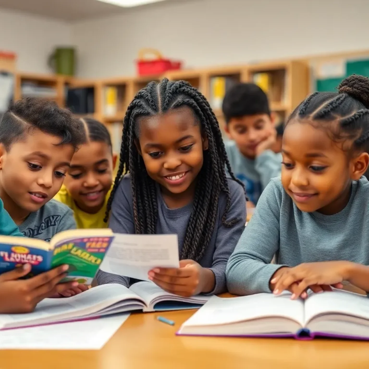 Students in a classroom in South Carolina engaged in reading and math activities.