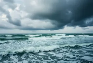 Stormy weather depicting Tropical Storm Imelda