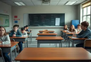 Disrupted classroom at West Florence High School