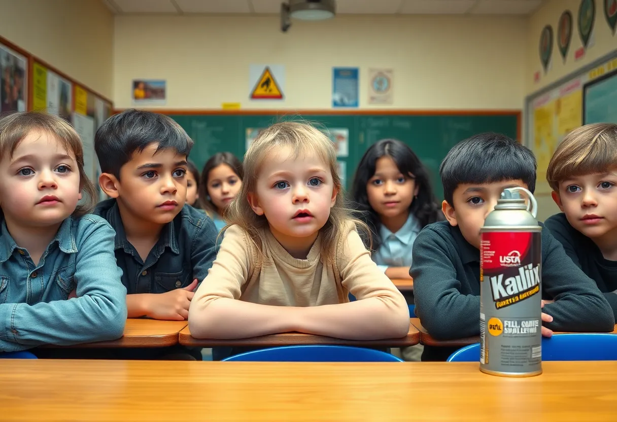 Students reacting to dangerous spray in school