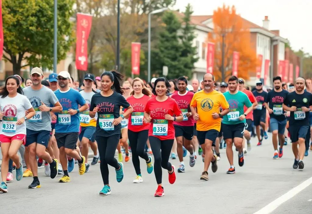 Participants of the Cancer Walk raising awareness about cancer research.