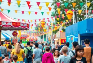 A lively amusement event showcasing rides and games
