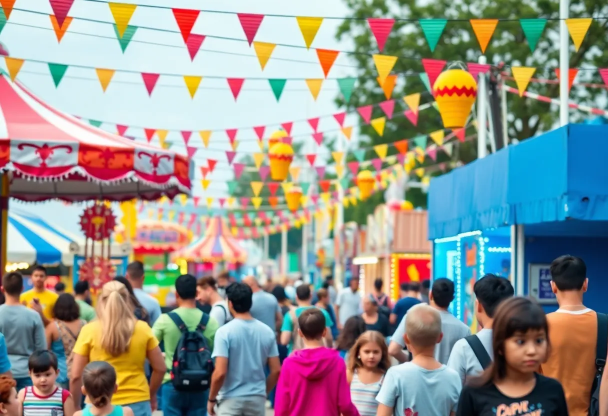 A lively amusement event showcasing rides and games