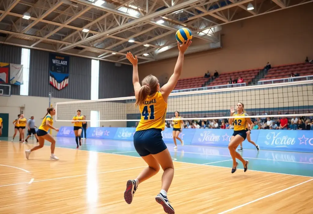 Players from the Augusta volleyball team in action during a match